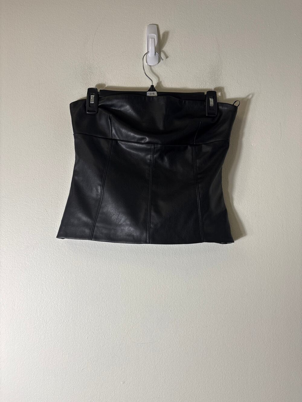 NWT Zara Faux Leather Strapless Top Sz S